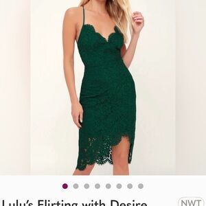 Lulus Elegant Green Lace Slip Dress